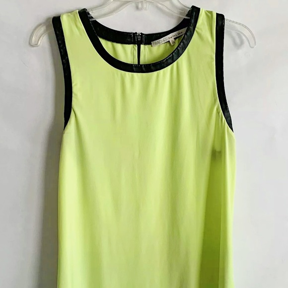 Lime Green Contrast Leather Trim Zip Detail Summer Tank - Picture 2 of 5